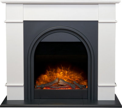 Adam Chesterfield Electric Fireplace Suite in White & Charcoal Grey, 44 Inch Price Comparisons | Compare The Build