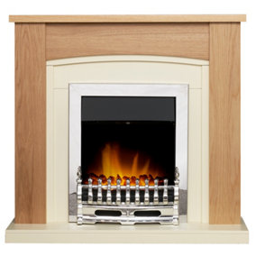 Adam Chilton Fireplace in Oak & Cream with Blenheim Electric Fire in Chrome, 39 Inch