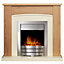 Adam Chilton Fireplace in Oak & Cream with Colorado Electric Fire in Brushed Steel, 39 Inch
