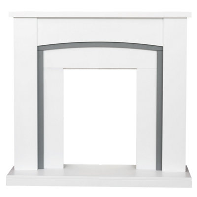 Adam Chilton Fireplace in Pure White and Grey, 39 Inch