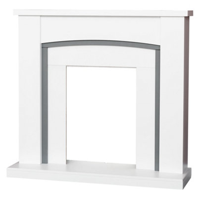 Adam Chilton Fireplace in Pure White and Grey, 39 Inch
