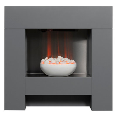 Adam Cubist Electric Fireplace Suite in Grey, 36 Inch Price Comparisons | Compare The Build