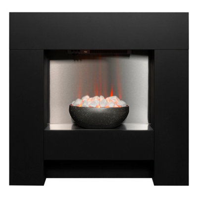 Adam Cubist Electric Fireplace Suite in Textured Black, 36 Inch