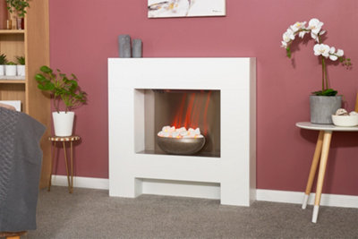 Adam Cubist Pure White Electric Fireplace Suite 36 Inch