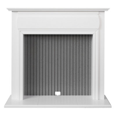 Adam Florence Stove Fireplace in Pure White & Grey, 48 Inch