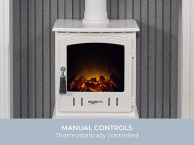 Adam Florence Stove Fireplace in Pure White with Aviemore Electric