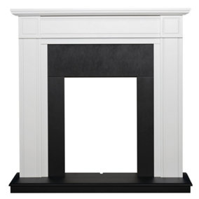 Adam Georgian Fireplace in Pure White & Black, 39 Inch