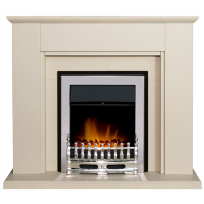 Adam Greenwich Fireplace in Stone Effect with Blenheim Electric Fire in Chrome, 45 Inch