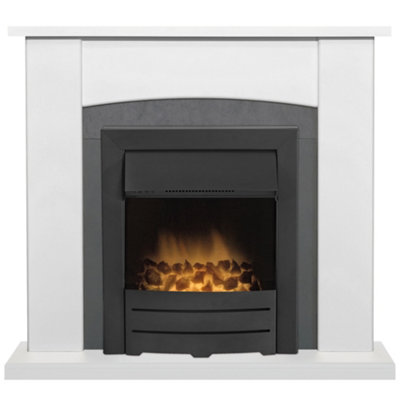 Adam Holden Fireplace in Pure White & Grey/White with Colorado Electric Fire in Black, 39 Inch Price Comparisons | Compare The Build