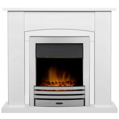 Adam Holden Fireplace in Pure White & Grey/White with Eclipse Electric Fire in Chrome, 39 Inch