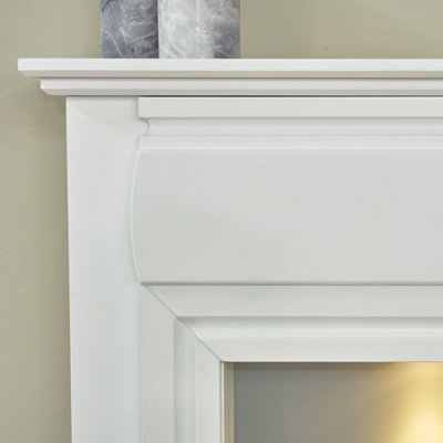 Adam Honley Fireplace in Pure White u0026 Grey with Oslo Electric Inset Stove  in Black, 48 Inch | DIY at Bu0026Q