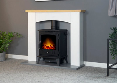 Adam Huxley Electric Stove Fireplace in Pure White & Grey, 39 Inch