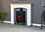 Adam Huxley in Pure White & Grey with Sureflame Ripon Electric Stove in Black, 39 Inch