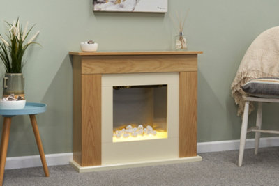 Adam Idaho Electric Fireplace Suite in Oak u0026 Cream, 32 Inch | DIY at Bu0026Q