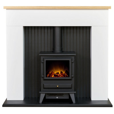 Adam Innsbruck Stove Fireplace in Pure White with Hudson Electric Stove in Black, 45 Inch Price Comparisons | Compare The Build