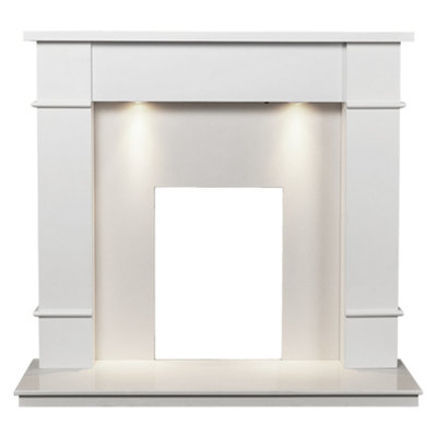 Adam Linton Surround in Pure White & White Marble with Downlights, 48 Inch