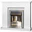 Adam Lomond Fireplace in Pure White with Helios Electric Fire in Brushed Steel, 39 Inch