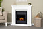 Adam Lomond Fireplace in Pure White with Oslo Electric Inset Stove in Black, 39 Inch