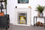 Adam Lomond White Marble Fireplace with Helios Electric Fire in Brushed Steel, 39 Inch