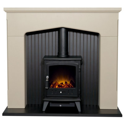 Adam Ludlow Stove Fireplace in Stone Effect with Aviemore Electric Stove in  Black, 48 Inch | DIY at Bu0026Q