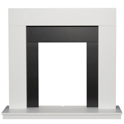 Adam Malmo Fireplace in White & Black/White, 39 Inch