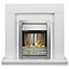 Adam Malmo Fireplace in White with Helios Electric Fire in Brushed Steel, 39 Inch