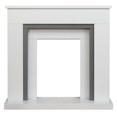 Adam Milan Fireplace in Pure White & Grey, 39 Inch