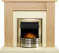 Adam New England Fireplace in Oak & Cream with Astralis Electric Fire in Chrome, 48 Inch