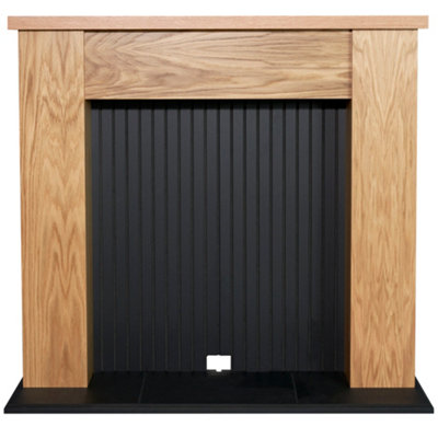 Adam New England Stove Fireplace in Oak & Black, 48 Inch