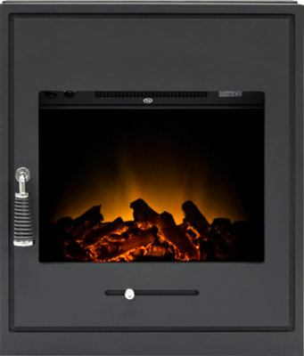 Adam Oslo Electric Inset Stove in Black with Remote Control