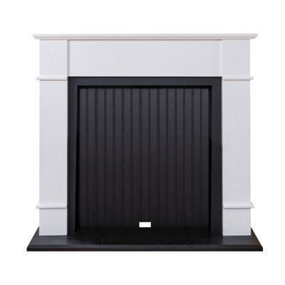 Adam Oxford Stove Fireplace in Pure White & Black, 48 Inch