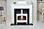 Adam Oxford Stove Fireplace in Pure White with Woodhouse White Electric Stove, 48 Inch