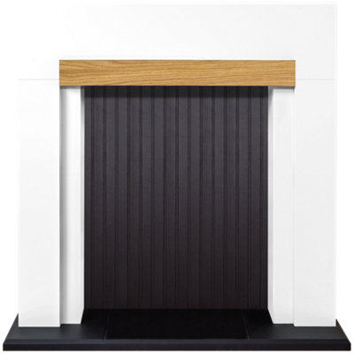 Adam Salzburg Stove Fireplace in Pure White with Oak Beam, 39 Inch Price Comparisons | Compare The Build