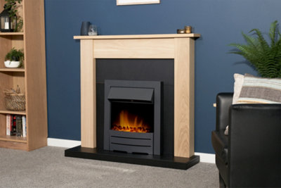 Adam Southwold Fireplace in Oak & Black with Colorado Electric Fire in Black, 43 Inch Price Comparisons | Compare The Build