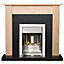 Adam Southwold Fireplace in Oak & Black with Helios Electric Fire in Brushed Steel, 43 Inch