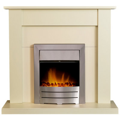Adam Sutton Fireplace in Cream & Black/Cream with Colorado Electric Fire in Brushed Steel, 43 Inch Price Comparisons | Compare The Build