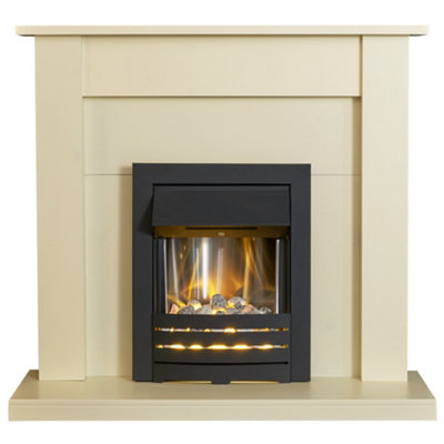 Adam Sutton Fireplace in Cream & Black/Cream with Helios Electric Fire in Black, 43 Inch Price Comparisons | Compare The Build