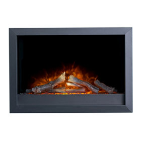 Adam Toronto Electric Wall Inset Fire with Logs & Remote Control in Black