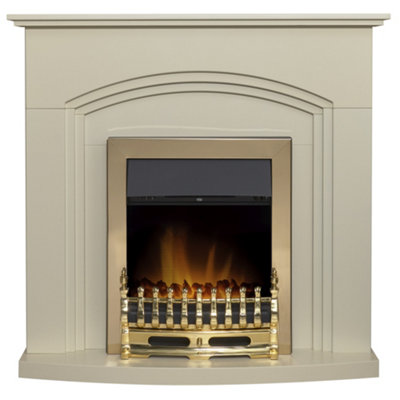 Adam Truro Fireplace in Cream with Blenheim Electric Fire in Brass, 41 Inch