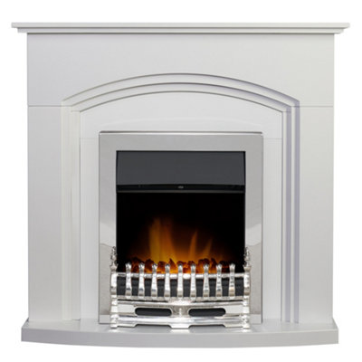 Adam Truro Fireplace in Pure White with Blenheim Electric Fire in Chrome, 41 Inch Price Comparisons | Compare The Build
