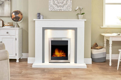 Adam Vancouver Electric Fire in Brushed Steel