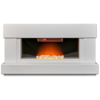 Adam Verona Fireplace Suite in Pure White, 48 Inch