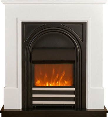 Adam Warwick Fireplace Suite In Pure White & Black Cast Effect, 36 Inch