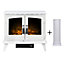 Adam Woodhouse Electric Stove in Pure White with Straight Stove Pipe in Pure White