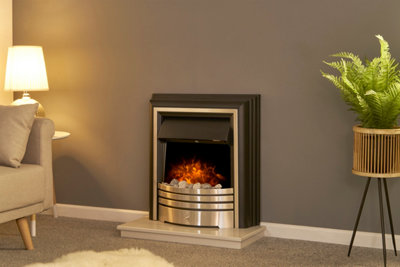 Adam York Freestanding Electric Fire in Brushed Steel