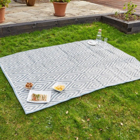 Adana Alfresco Picnic Rug - Durable Water Resistant Foldable Portable Outdoor Blanket Mat with Carry Handles - 90 x 180cm