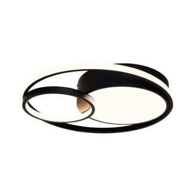 Adara Matt Black Flush LED Ceiling Light