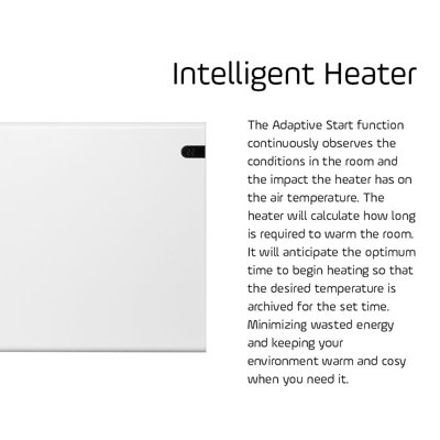 Adax Neo Low Profile Electric Panel Heater, Wall Mounted, 800W, Lava Grey