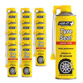 Add It Tyre Seal Emergency Puncture Repair Inflator Large 12x 500mL Quick Fix