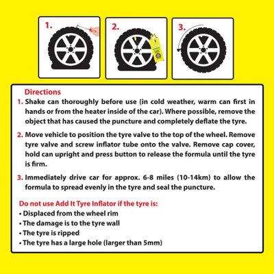 Add It Tyre Seal Emergency Puncture Repair Inflator Medium 4x 400mL Quick Fix